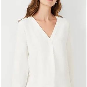 Ann Taylor Mixed Media Pleat Front Top